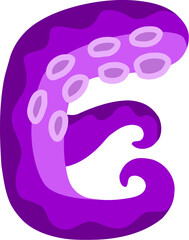 Octopus Letter Alphabet Vector E