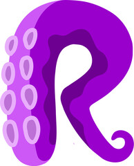 Octopus Letter Alphabet Vector R