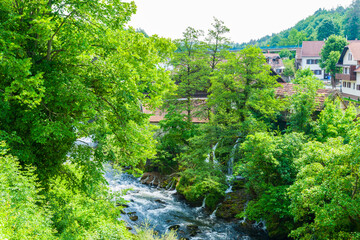 Fototapeta na wymiar Luxuriant Waterfall village of Rastoke in Croatia