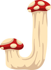 Mushroom Letter Alphabet Vector J