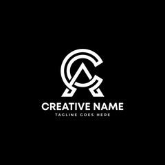 Abstract letter  CA line art logo design