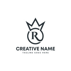 Abstract letter R crown logo design