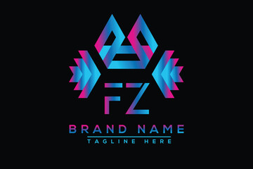 Obraz premium Letter FZ Blue logo design. Vector logo design for business.