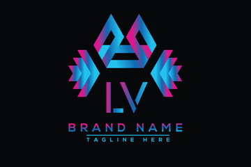Blue LV letter logo design. Vector logo design for business.