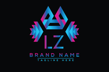 Blue LZ letter logo design. Vector logo design for business.