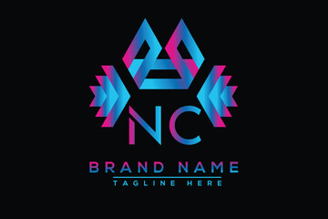 Blue NC letter logo design. Vector logo design for business.