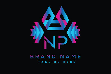 Blue NP letter logo design. Vector logo design for business.