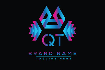 Blue QT letter logo design. Vector logo design for business.