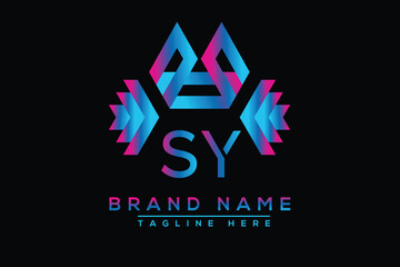 Blue SY letter logo design. Vector logo design for business.