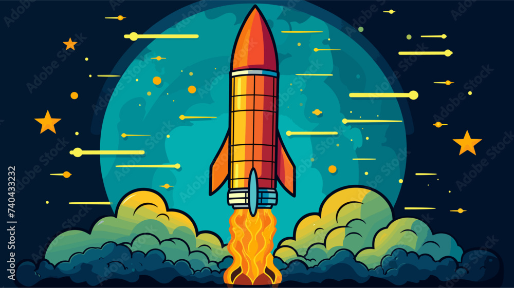 Canvas Prints abstract financial growth concept with a rocket ascending. simple vector art