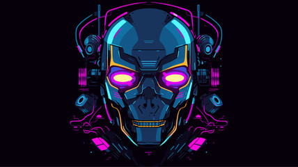 Abstract futuristic robot with holographic interfaces. simple Vector art