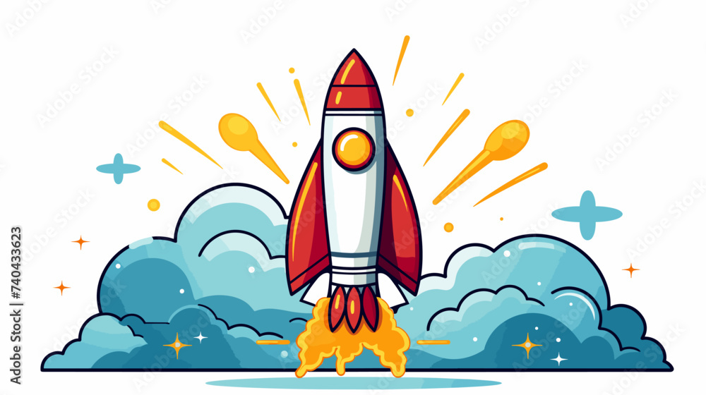 Canvas Prints abstract rocket ship taking off with creative elements as exhaust. simple vector art