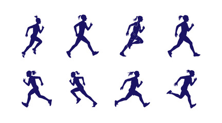 set of silhouettes of running athletes