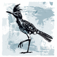 Grunge Style Roadrunner: Dynamic Vector Illustration