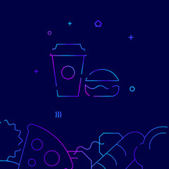Cola, burger gradient line icon, vector illustration
