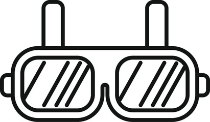 Obraz premium Cinematic vr glasses icon outline vector. Cyber game future. Glass innovation