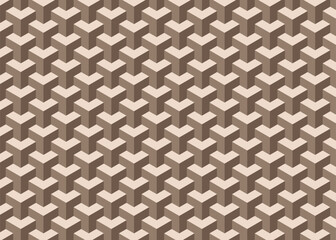 Seamless pattern with abstract geometric polygonal shapes. 3D brown polygon blocks background. Vector illustration.