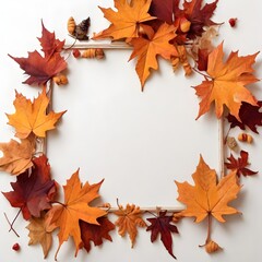 Naklejka na ściany i meble autumn leaves frame
