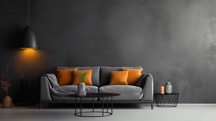 A sophisticated charcoal gray wall with a velvety texture, offering a sleek and modern backdrop. - obrazy, fototapety, plakaty