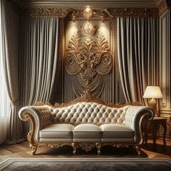 A luxurious sofa against a wall for modern interior design 