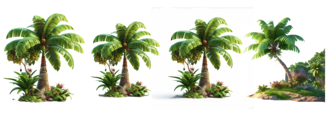 Fotobehang beautiful dwarf palm tree detailed and realistic digital artwork © Pornnapha