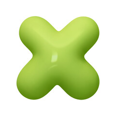 Symbols x cross. Sign green color. Realistic 3d design in cartoon balloon style. Isolated on white background. vector illustration