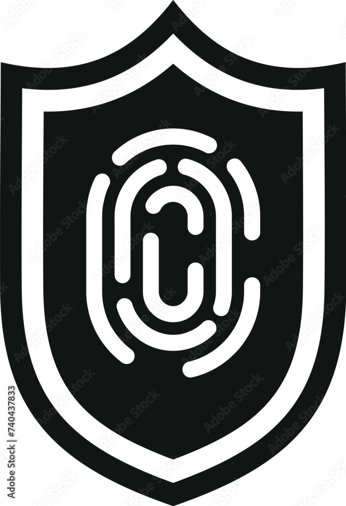 Poster secured fingerprint icon simple vector. security software. breach access