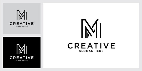M or MM initial letter logo design vector