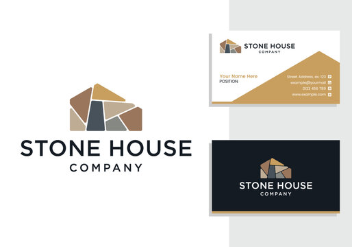 stone house logo icon and business card design template - Powered by Adobe
