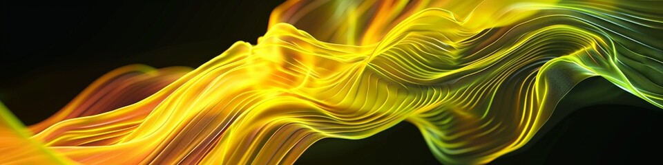 Soft neon yellow waves gently swirling in an abstract manner, with a high-definition finish that resembles a photo taken by an HD camera