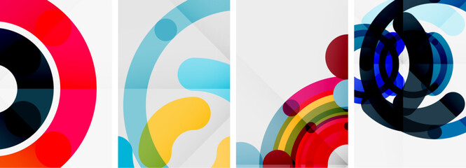 Obraz premium Set of colorful circle backgrounds. Vector illustration For Wallpaper, Banner, Background, Card, Book Illustration, landing page