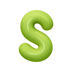 letter S. letter sign green color. Realistic 3d design in cartoon balloon style. Isolated on white background. vector illustration