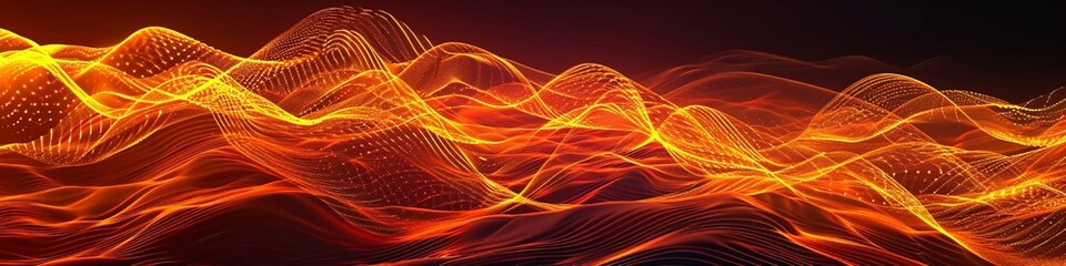 Electric neon orange waves dancing over a subtle gradient, with the clarity and resolution of an HD photo