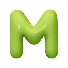 letter M. letter sign green color. Realistic 3d design in cartoon balloon style. Isolated on white background. vector illustration