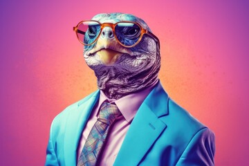Fototapeta premium Portrait of a handsome fashionable turtle.