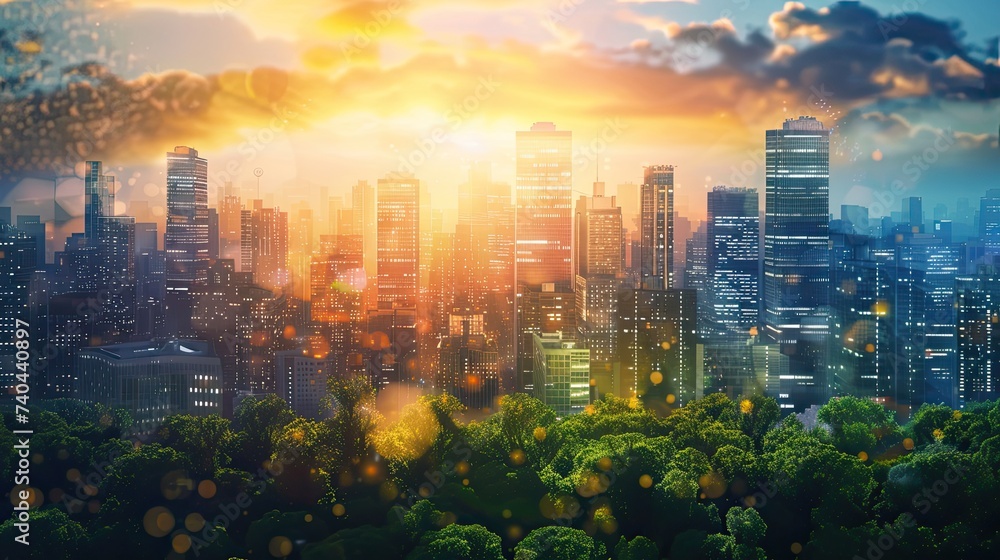 Canvas Prints a slide background for showcasing a positive image of the modern civilization
