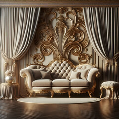 A luxurious sofa against a wall for modern interior design 