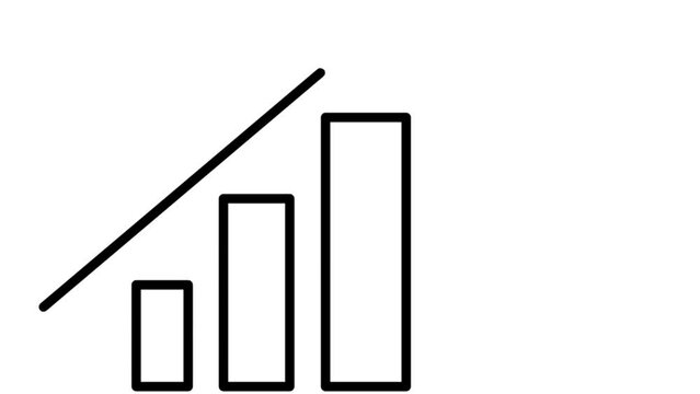 Animated financial business growth bar graph with trend line graph. 