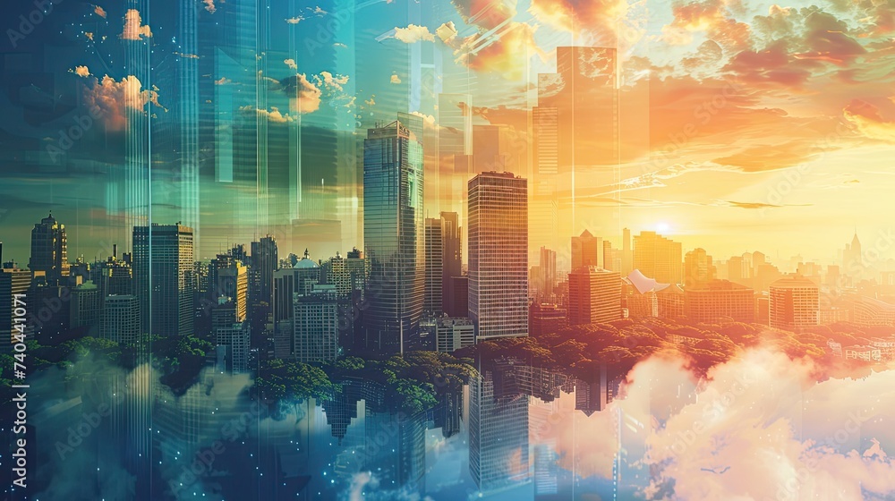 Canvas Prints a slide background for showcasing a positive image of the modern civilization