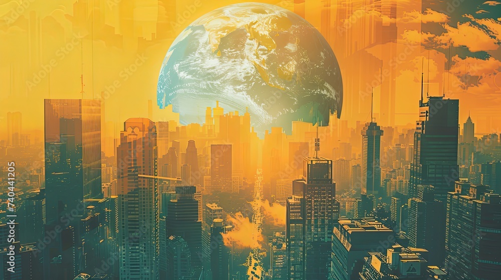 Canvas Prints a slide background for showcasing a positive image of the modern civilization