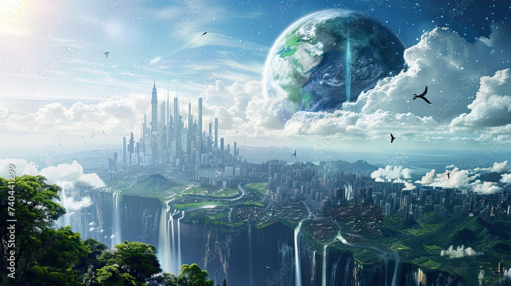 Canvas Prints a slide background for showcasing a positive image of the modern civilization