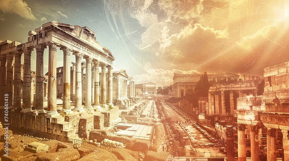 Canvas Prints a slide background for showcasing a positive image of the modern civilization