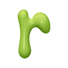 letter R. letter r sign green color. Realistic 3d design in cartoon liquid paint style. Isolated on white background. vector illustration