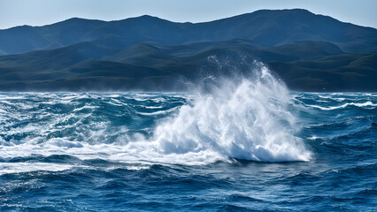 Fototapeta premium waves crashing on a rock
