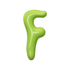 letter F. letter sign green color. Realistic 3d design in cartoon liquid paint style. Isolated on white background. vector illustration