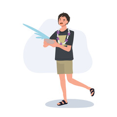 Thai Culture Festivities. Songkarn Festival Celebration. man Joyfully Splashing Water during Songkarn.