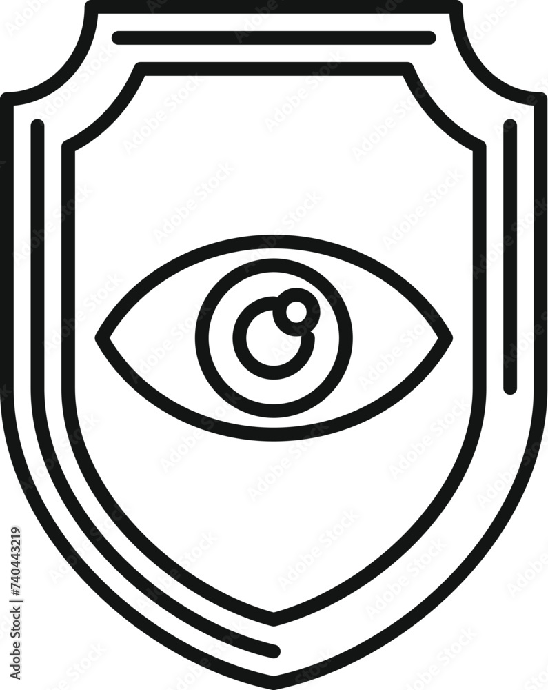 Poster secured stop theft eye icon outline vector. access gesture. coverage precaution