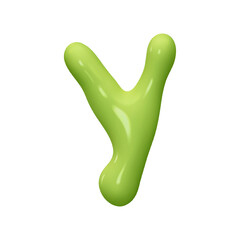 Fototapeta premium letter Y. letter sign green color. Realistic 3d design in cartoon liquid paint style. Isolated on white background. vector illustration