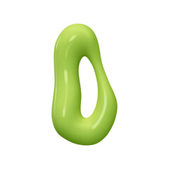 letter O. letter sign green color. Realistic 3d design in cartoon liquid paint style. Isolated on white background. vector illustration