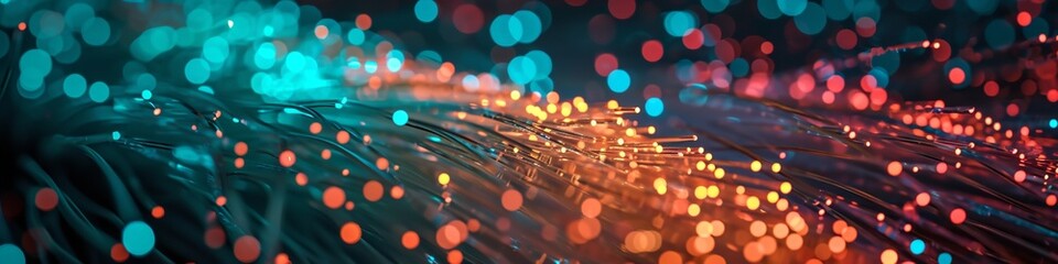 An array of fiber optic cables, glowing vibrantly, representing fast internet connectivity